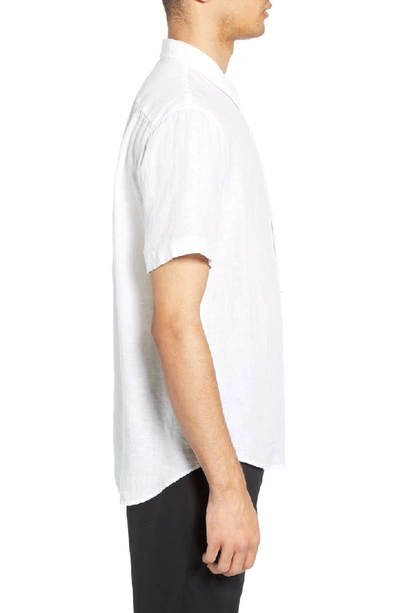 Shop Vince Short Sleeve Slim Fit Linen Sport Shirt In Optic White