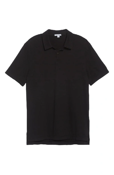 Shop James Perse Slim Fit Sueded Jersey Polo In Black