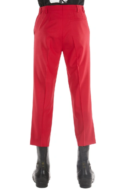 Shop Raf Simons Slim Fit Cuffed Pants In Red