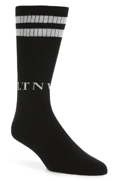 Shop Valentino Vltn Logo Socks In Black White
