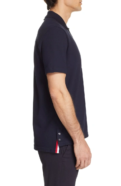 Shop Thom Browne Cotton Polo Shirt In Navy