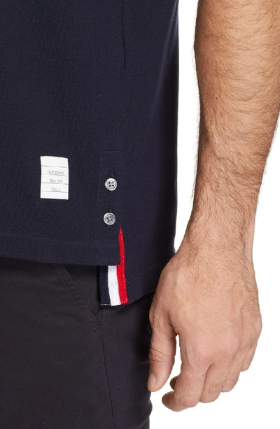 Shop Thom Browne Cotton Polo Shirt In Navy