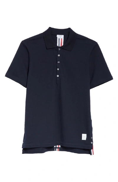 Shop Thom Browne Cotton Polo Shirt In Navy