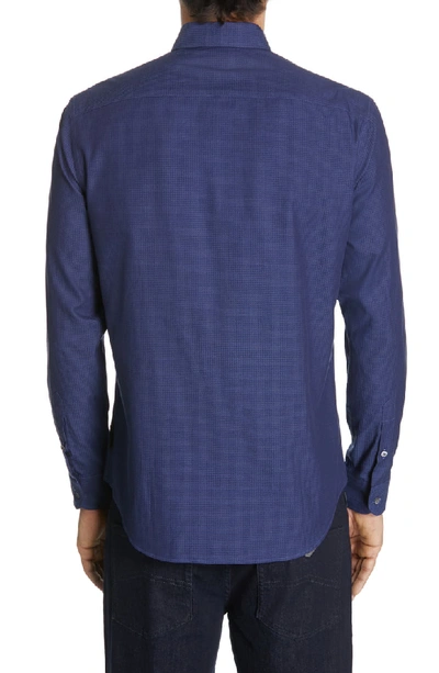 Shop Emporio Armani Slim Fit Solid Sport Shirt In Solid Medium Blue