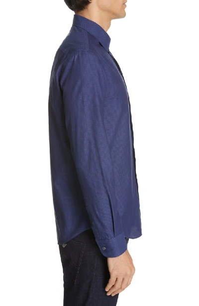 Shop Emporio Armani Slim Fit Solid Sport Shirt In Solid Medium Blue