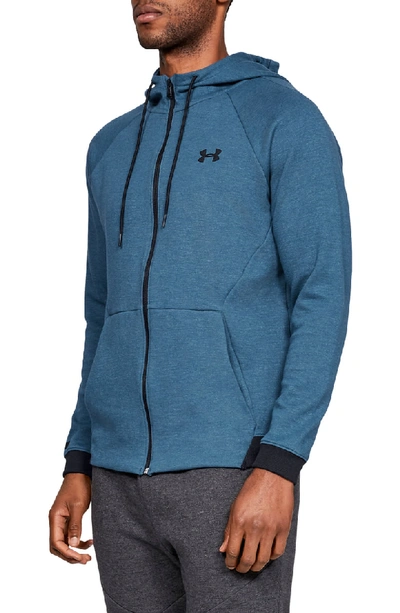 Shop Under Armour Sportstyle Zip Hoodie In Petrol Blue/ Black/ Black