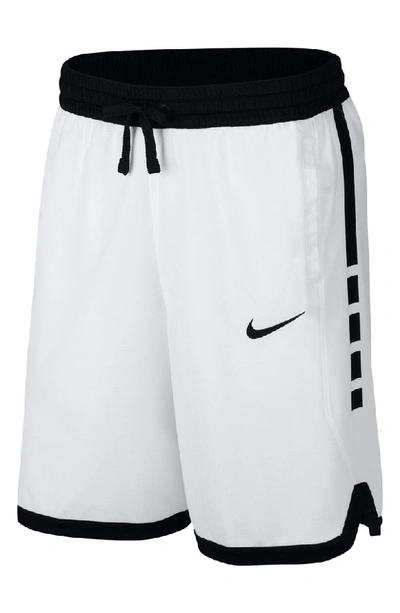 Shop Nike Dry Elite Stripe Basketball Shorts In White/ Black/ Black/ Black