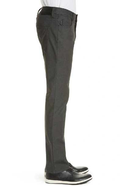 Shop Emporio Armani Flat Front Five Pocket Dress Pants In Charcoal