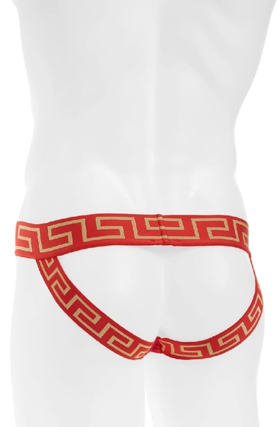 Shop Versace Cotton Jock Strap In Red/ Gold