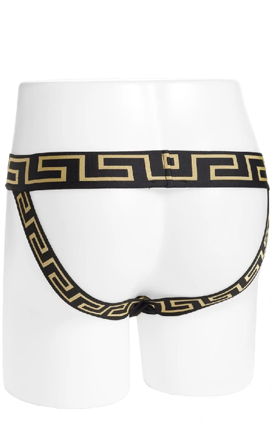 Shop Versace Cotton Jock Strap In Black/ Gold