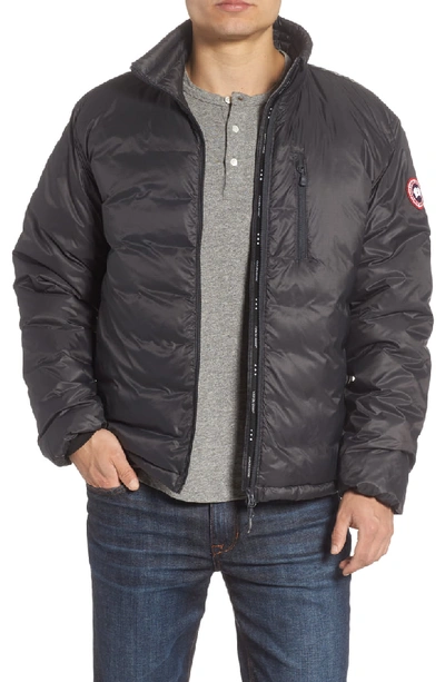 Shop Canada Goose 'lodge' Slim Fit Packable Windproof 750 Down Fill Jacket In Graphite/ Black