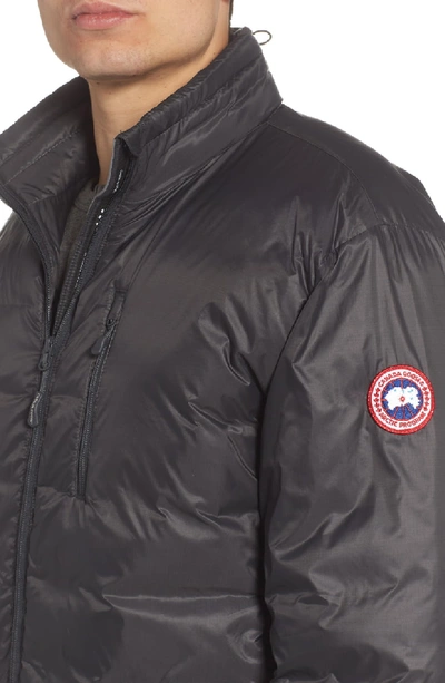 Shop Canada Goose 'lodge' Slim Fit Packable Windproof 750 Down Fill Jacket In Graphite/ Black