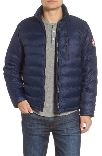 Shop Canada Goose 'lodge' Slim Fit Packable Windproof 750 Down Fill Jacket In Admiral Blue/ Black