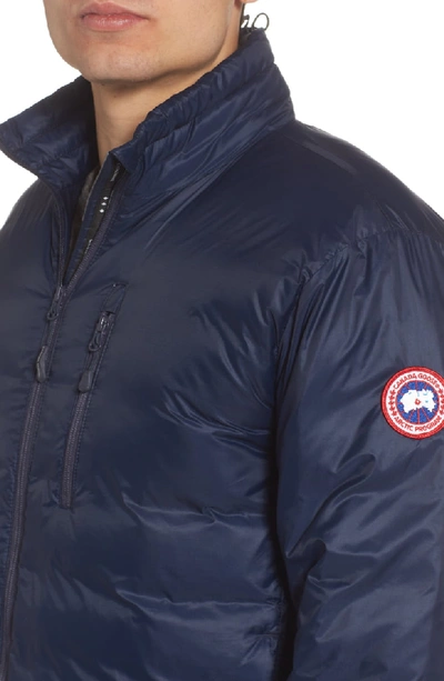 Shop Canada Goose 'lodge' Slim Fit Packable Windproof 750 Down Fill Jacket In Admiral Blue/ Black