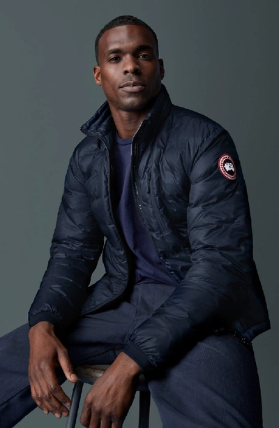 Shop Canada Goose 'lodge' Slim Fit Packable Windproof 750 Down Fill Jacket In Admiral Blue/ Black