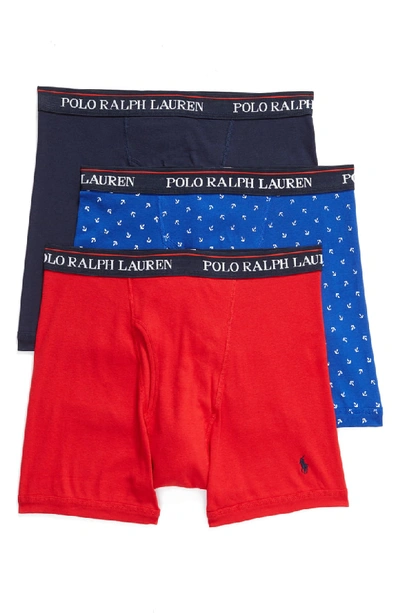 Shop Polo Ralph Lauren 3-pack Boxer Briefs In Cruise Royal/ Red/ Navy