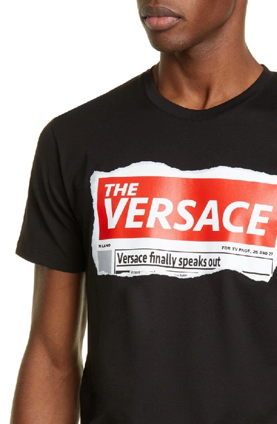 Shop Versace Tabloid Graphic T-shirt In Black