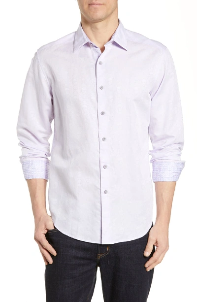 Shop Robert Graham Temple Of Skull Classic Fit Linen Blend Shirt In Lilac