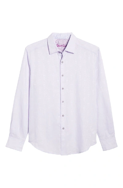 Shop Robert Graham Temple Of Skull Classic Fit Linen Blend Shirt In Lilac