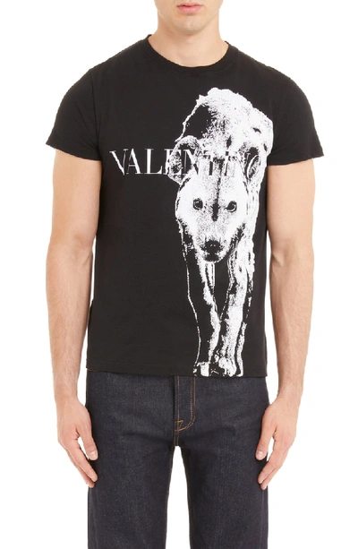 Shop Valentino Animal Print T-shirt In Nero