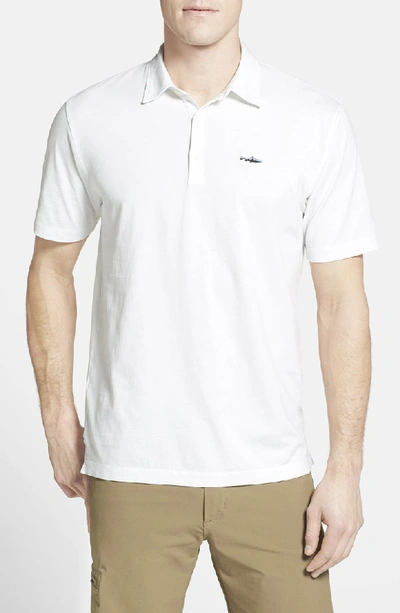 Shop Patagonia Trout Fitz Roy Regular Fit Organic Cotton Polo In White