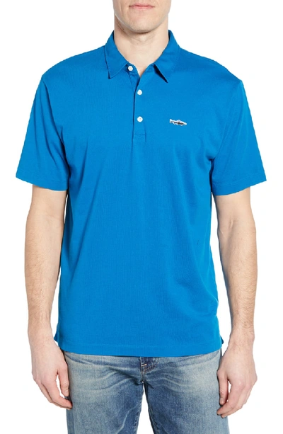 Shop Patagonia Trout Fitz Roy Regular Fit Organic Cotton Polo In Balkan Blue