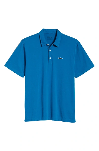 Shop Patagonia Trout Fitz Roy Regular Fit Organic Cotton Polo In Balkan Blue