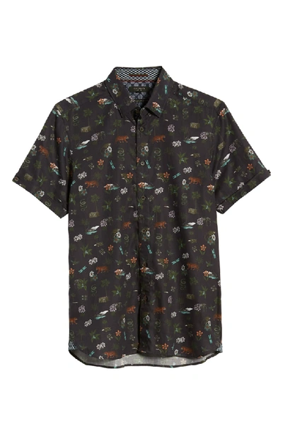 Shop Ted Baker Dolfin Slim Fit Print Shirt In Navy