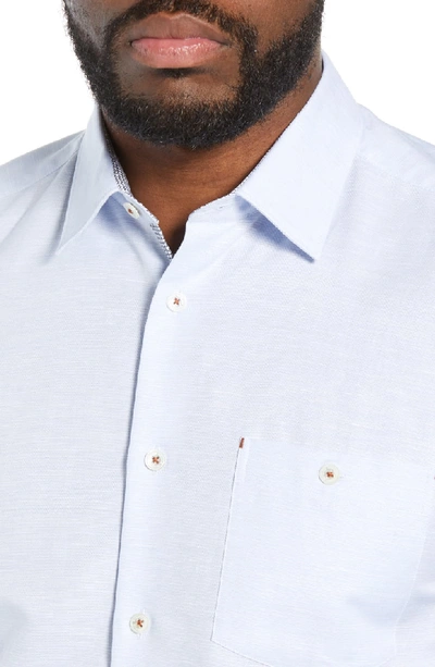 Shop Ted Baker Graphit Slim Fit Cotton & Linen Shirt In Light Blue