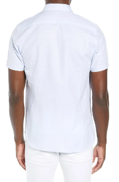 Shop Ted Baker Graphit Slim Fit Cotton & Linen Shirt In Light Blue