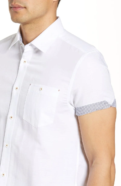 Shop Ted Baker Graphit Slim Fit Cotton & Linen Shirt In White