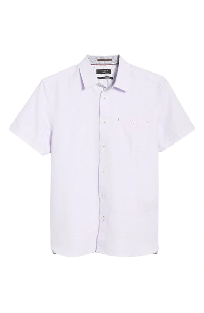 Shop Ted Baker Graphit Slim Fit Cotton & Linen Shirt In Lilac