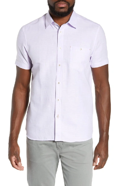 Shop Ted Baker Graphit Slim Fit Cotton & Linen Shirt In Lilac