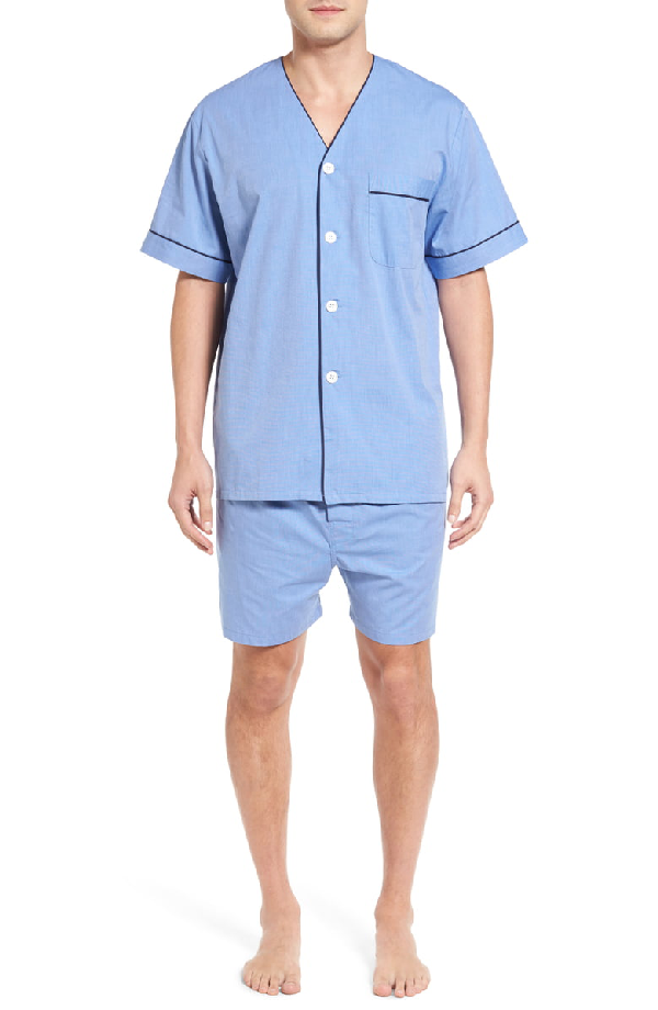 Majestic Cotton Short Pajamas In Blue | ModeSens