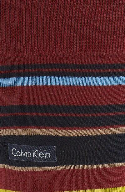 Shop Calvin Klein Multistripe Emblem Socks In Burgundy