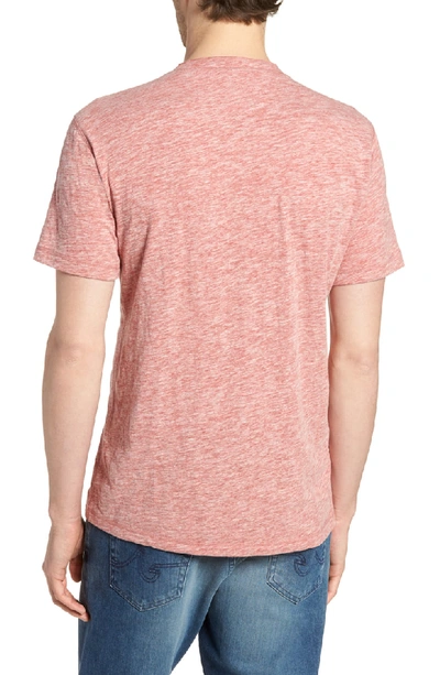 Shop Faherty Short Sleeve Heathered Henley In Faded Red