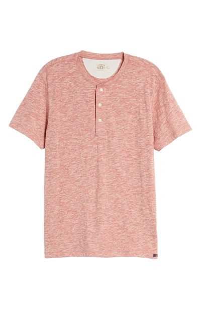 Shop Faherty Short Sleeve Heathered Henley In Faded Red