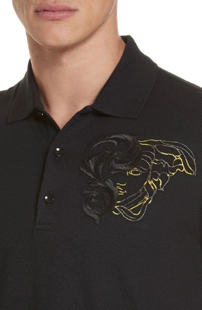 Shop Versace Baroque Medusa Polo In Black