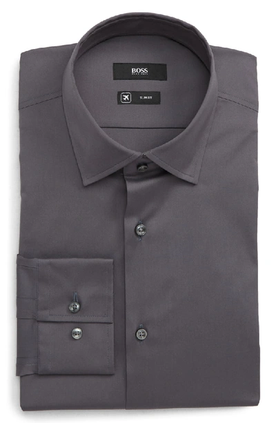 Shop Hugo Boss Slim Fit Solid Dress Shirt In Grey