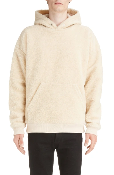Shop Givenchy Logo Applique Faux Fur Pullover Hoodie In Natural