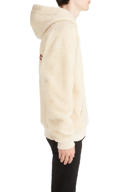 Shop Givenchy Logo Applique Faux Fur Pullover Hoodie In Natural