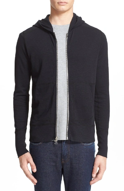 Shop Wings + Horns Slub Full Zip Hoodie In Black