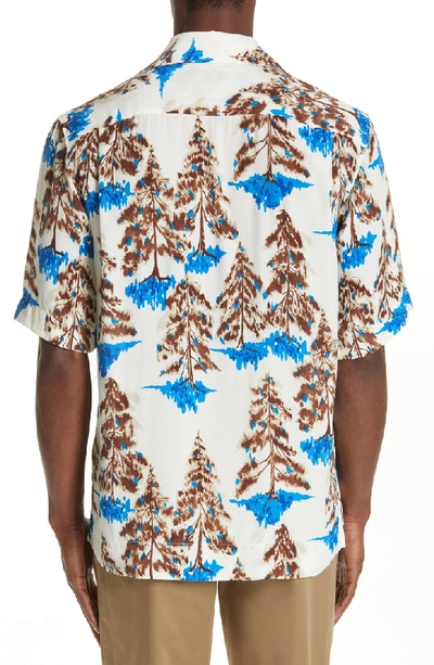 Shop Acne Studios Simon Slim Fit Floral Print Shirt In White/brown