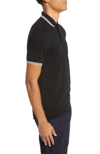 Shop Fred Perry Twin Tipped Extra Slim Fit Pique Polo In Black/ Snow White/ Silver Pink
