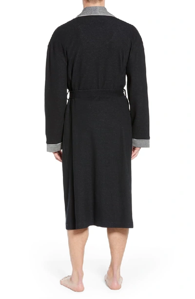 Shop Majestic Sutherland Nova Knit Cotton Blend Robe In Black