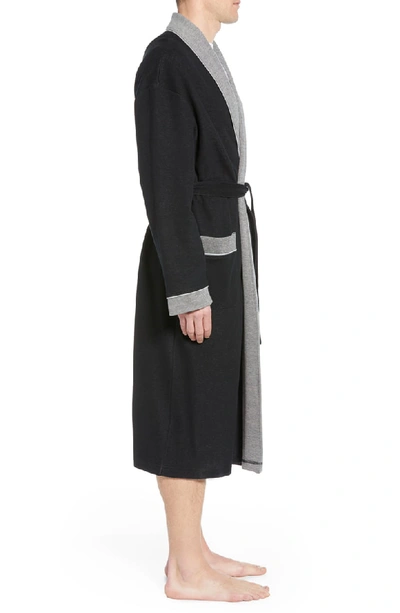 Shop Majestic Sutherland Nova Knit Cotton Blend Robe In Black