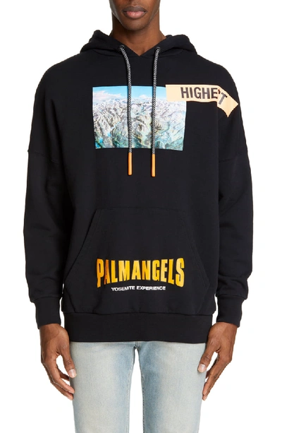 Shop Palm Angels Yosemite Graphic Hoodie In Black