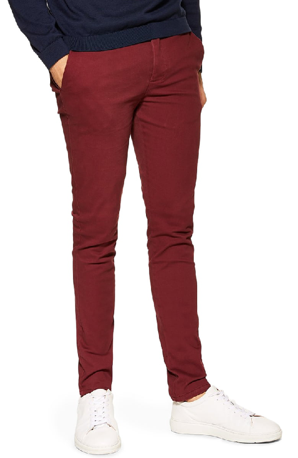 burgundy slim fit chinos