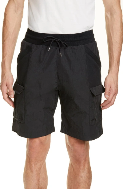 Shop John Elliott Paneled Nylon Cargo Shorts In Black