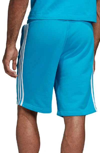 Shop Adidas Originals 3-stripes Athletic Shorts In Shock Cyan